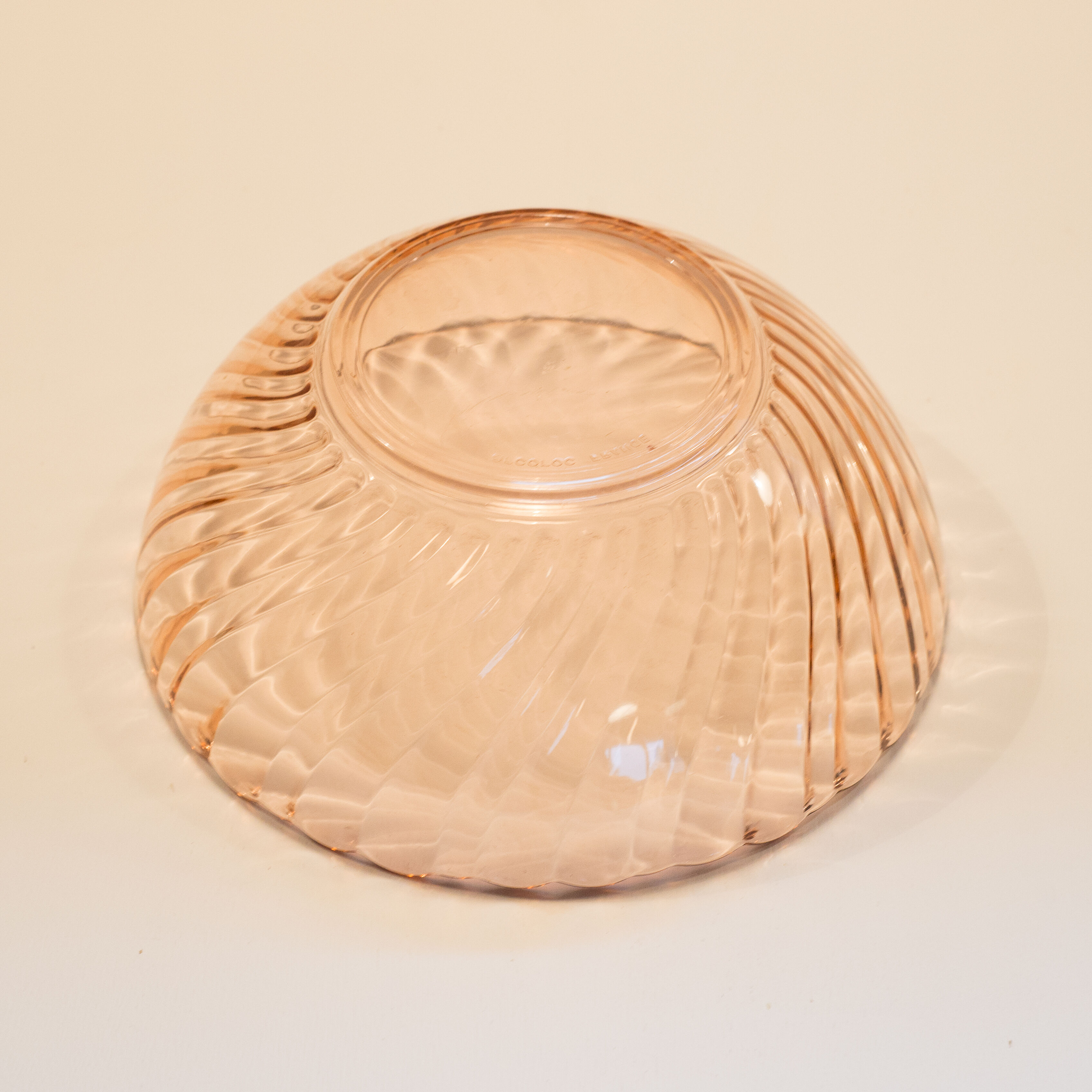 Pink glass salad bowl pink rosaline