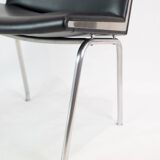 Kastrup chairs  In Black leather, Model CH401 By Hans J. Wegner  Made By Carl Hansen & Søn
