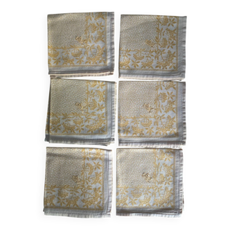 Lot de 6 serviettes à thé monogrammées en damassé