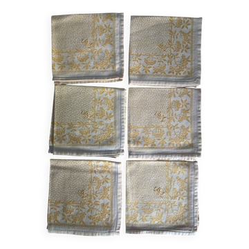Lot de 6 serviettes à thé monogrammées en damassé