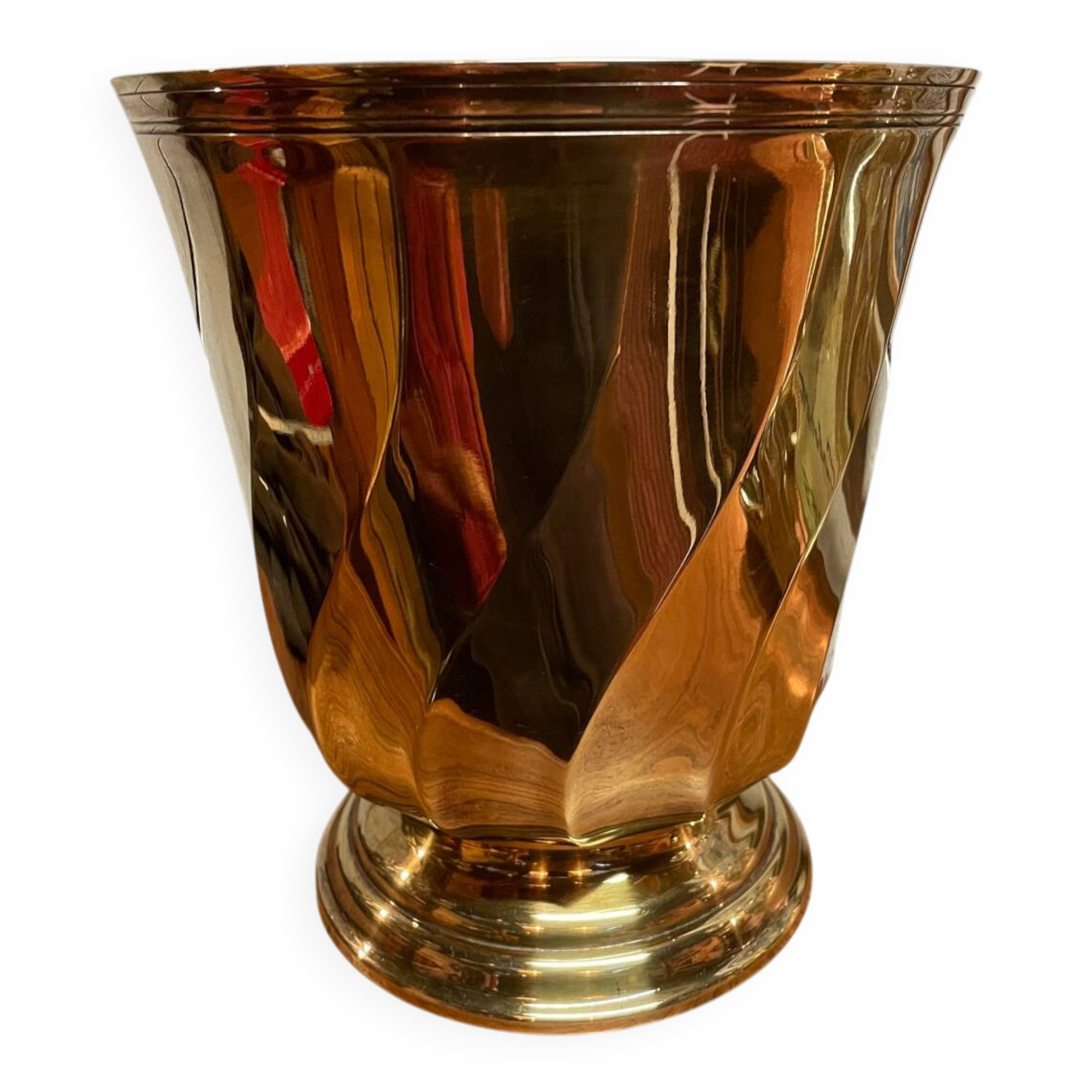 Christofle champagne bucket, gilded metal, twisted model.