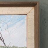 1971 Mid-Century Modern "Boathouse", Vintage Swedish Framed Oil Painting