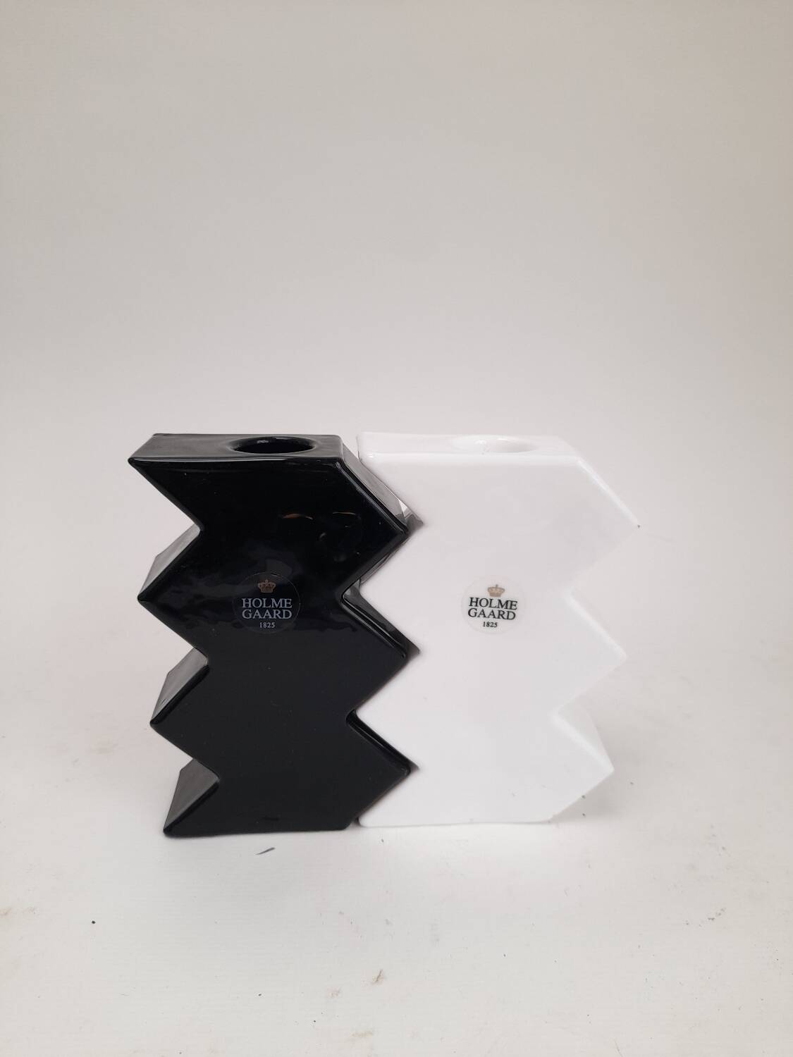 2 zigzag glass candle holders by Holmegaard