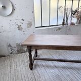Farm table with turned legs, made of pine and birch, 180cm.