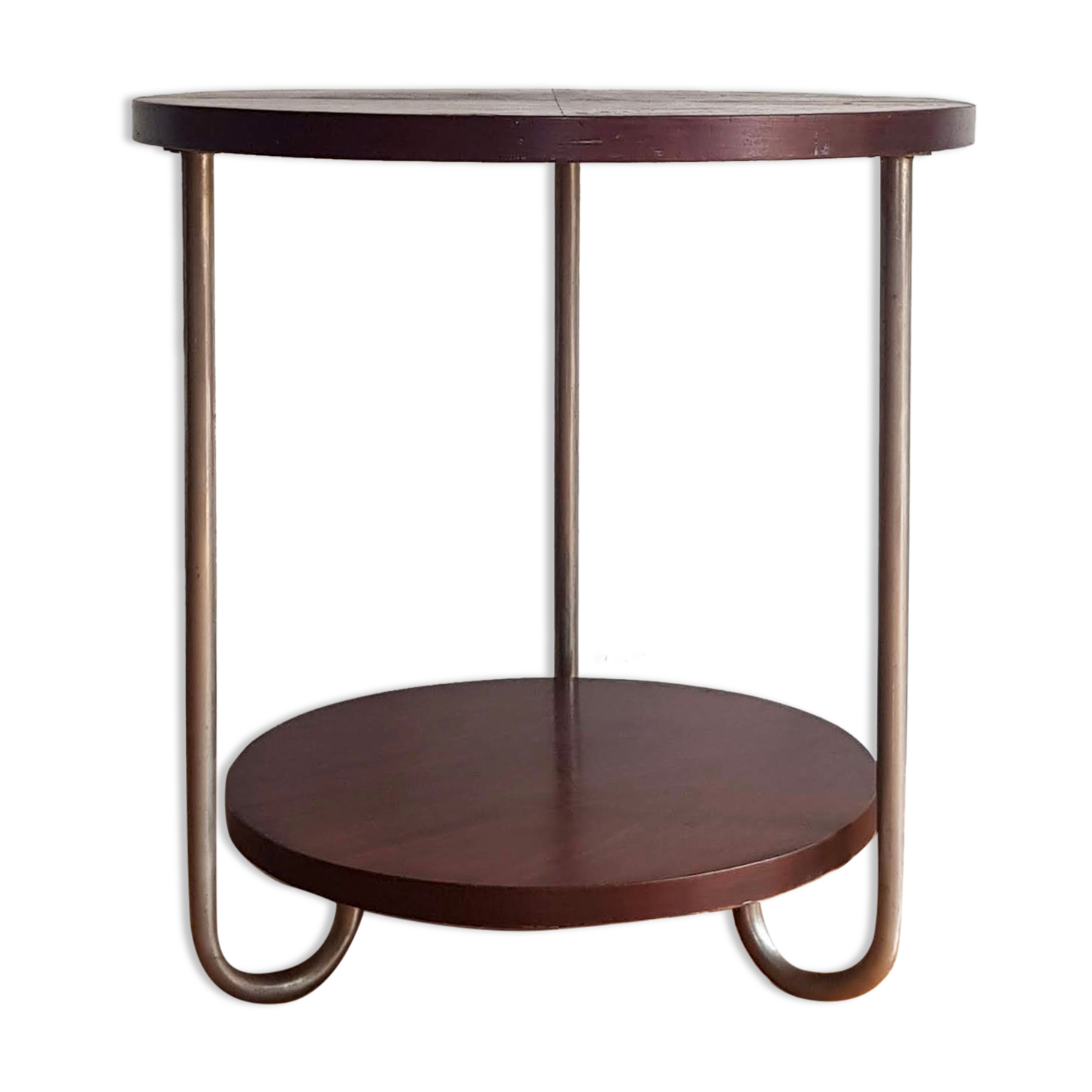 Table d'appoint art déco tripode bois et métal