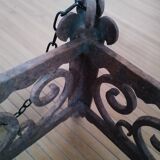 Pair of chandeliers suspensions in cast iron and 19th century wrought iron