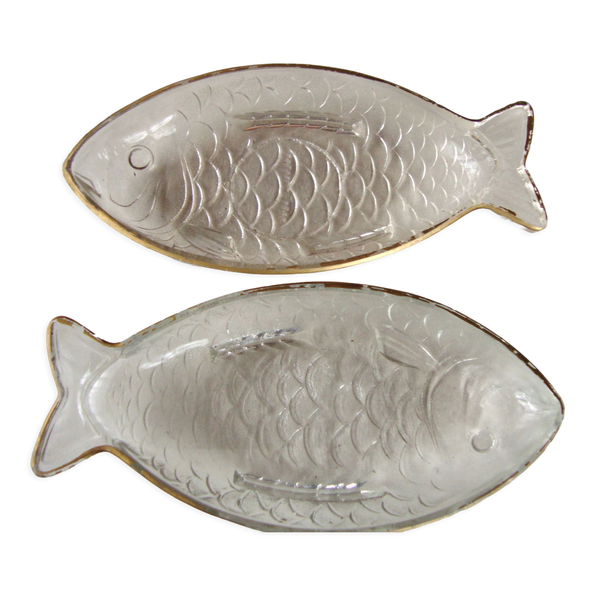 Pair of vintage glass ravier
