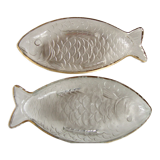 Pair of vintage glass ravier