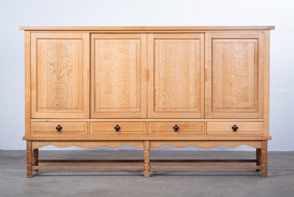 Brutalist Oak Sideboard attributed to Henning Kjærnulf, Denmark, 1960s