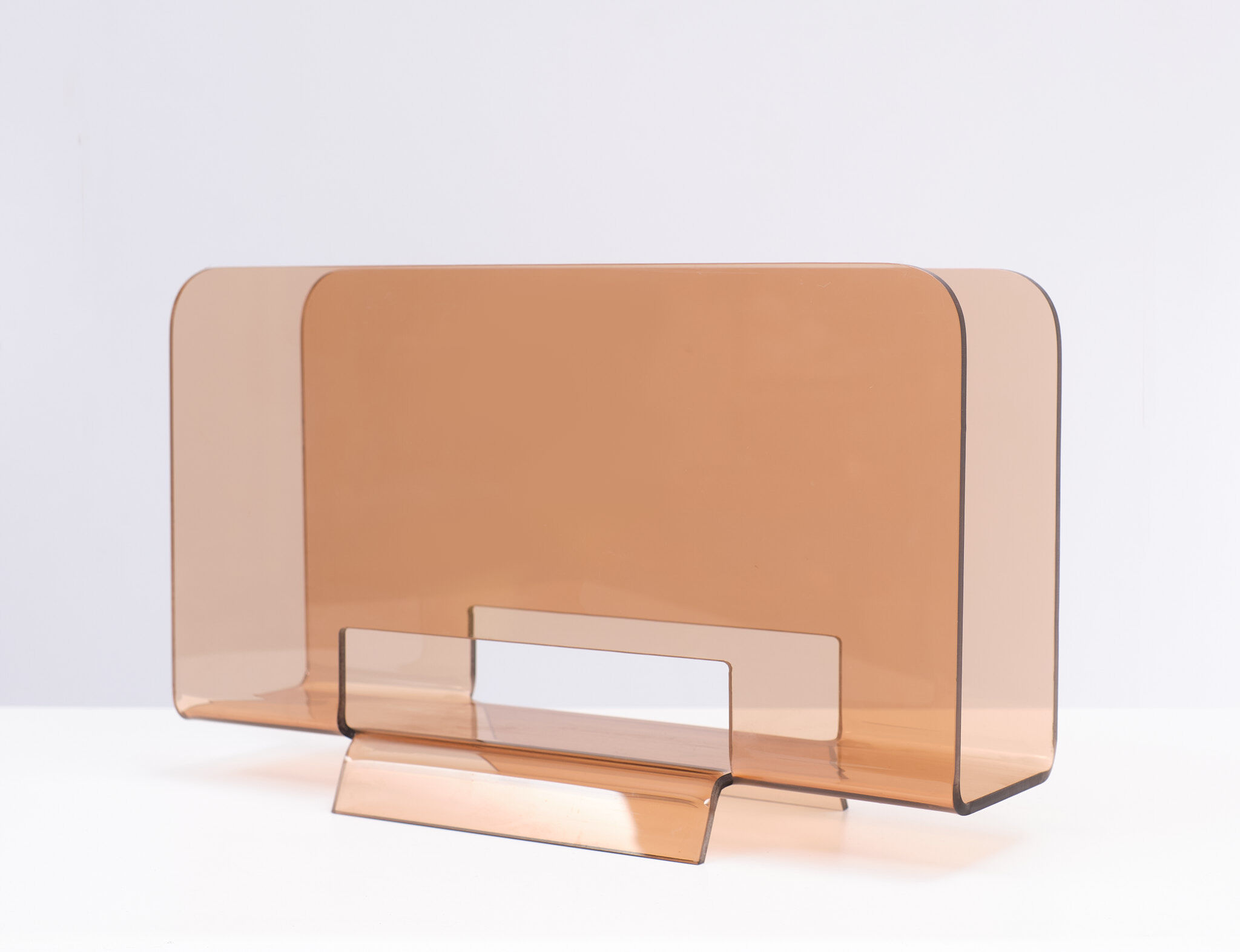 Smoked lucite magazine rack france 1970s