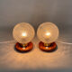 Pair of Midcentury Wood & Glass Table Lamps, 1970s