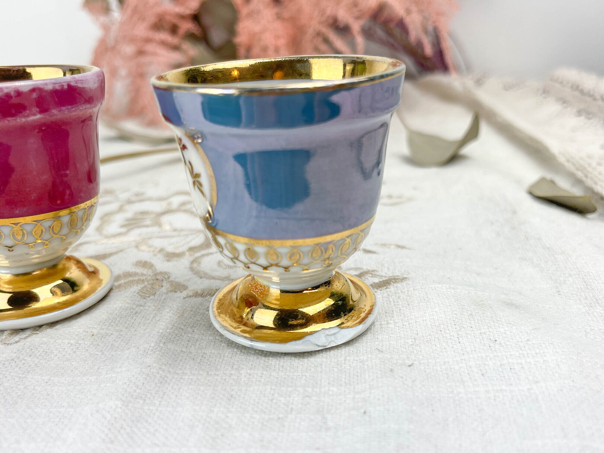 Set de 6 coquetiers vintage en porcelaine de limoges