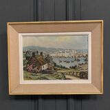 Breton landscape oil signed A. Hensel or Henset mid-20th century frame