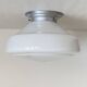 Large round ceiling light in white opaline glass, antique lighting fixture