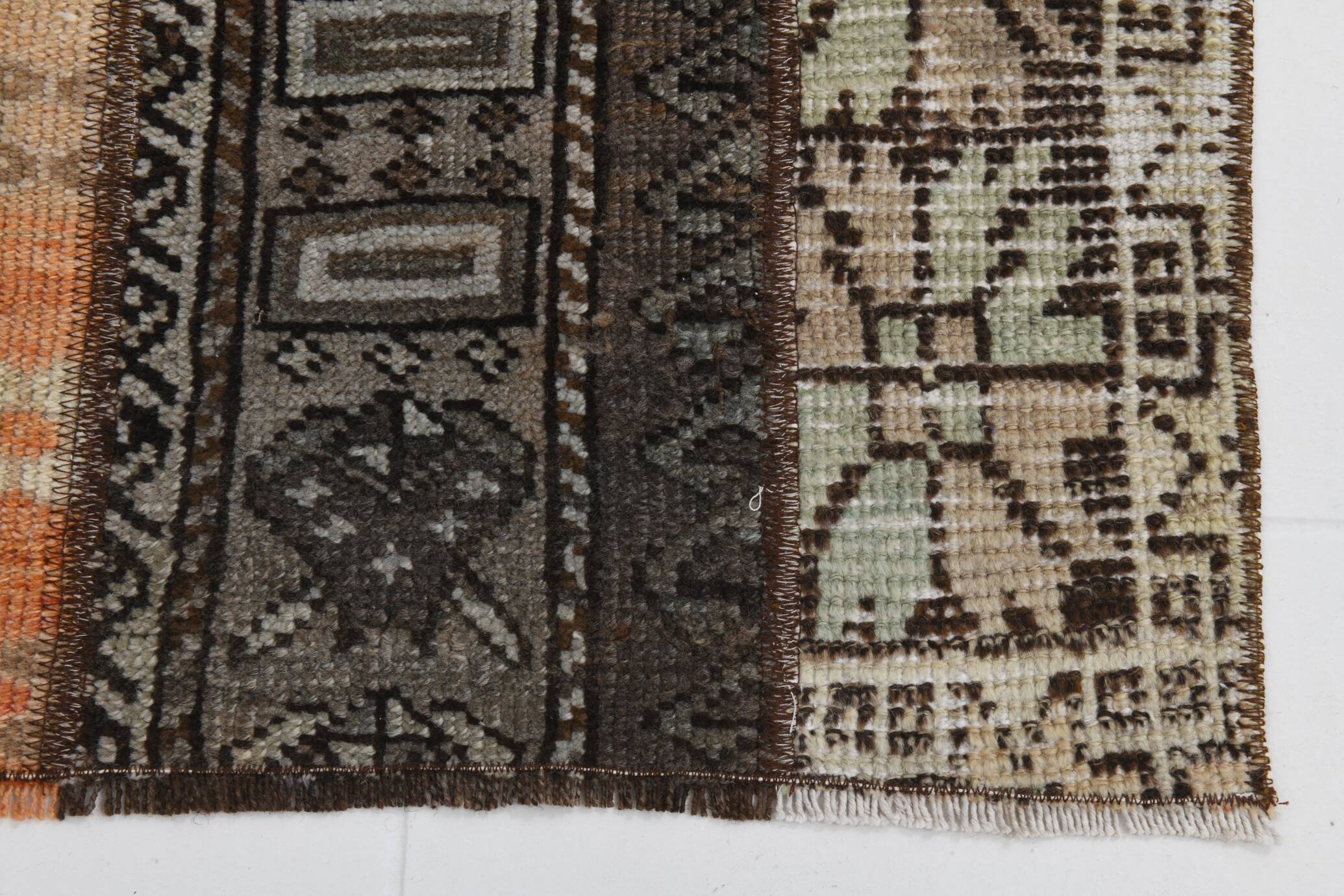 2x11 Brown & Orange Soft Vintage Runner Rug, 64x332Cm SK21437