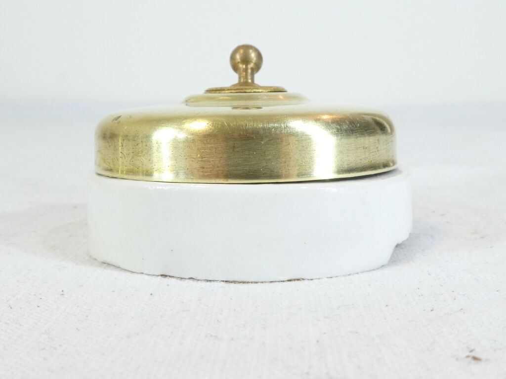 3 Old Porcelain switches and vintage industrial brass