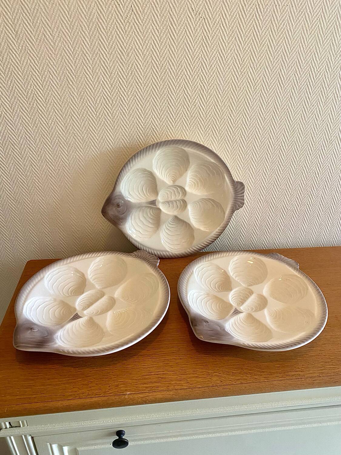 Fish-shaped oyster plates West Germany