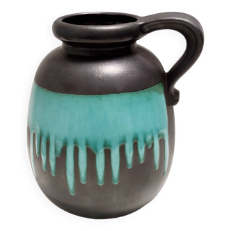 Vase en céramique Fat Lava vintage noir et sarcelle multicolore 484-30 Scheurich WGP