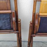 Vintage leather folding safari chairs