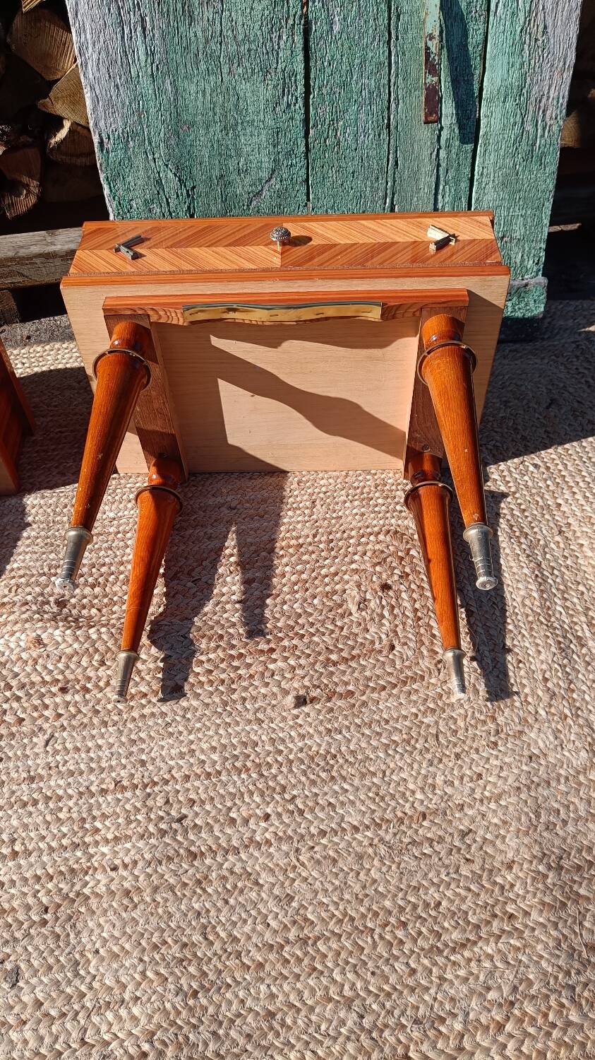 Pair of cherry wood marquetry bedside tables