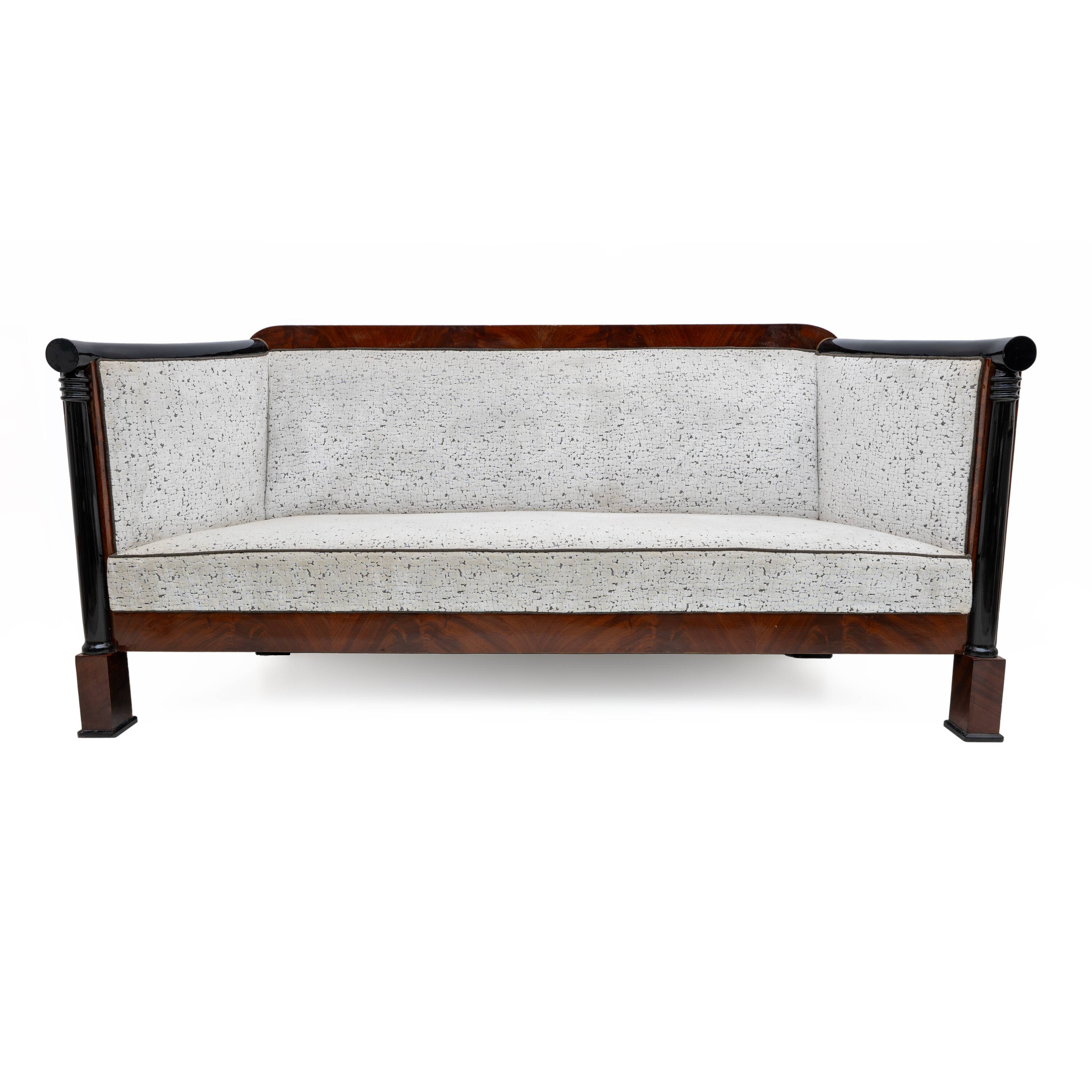 19th Century Biedermeier Mahogany Feather Two Armchairs and Sofa, Vienna