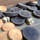 Set Old backgammon and wooden ladies game