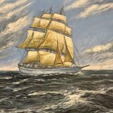 Marine board boat at sea