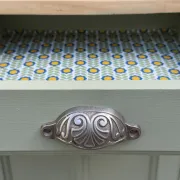 Renovated khaki Art Deco Parisian buffet in beech.