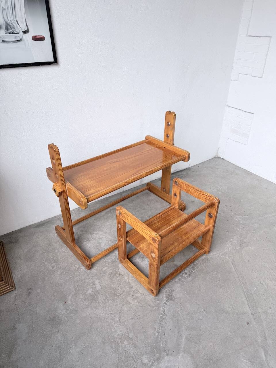 Bureau et chaise enfant pin Bauhaus