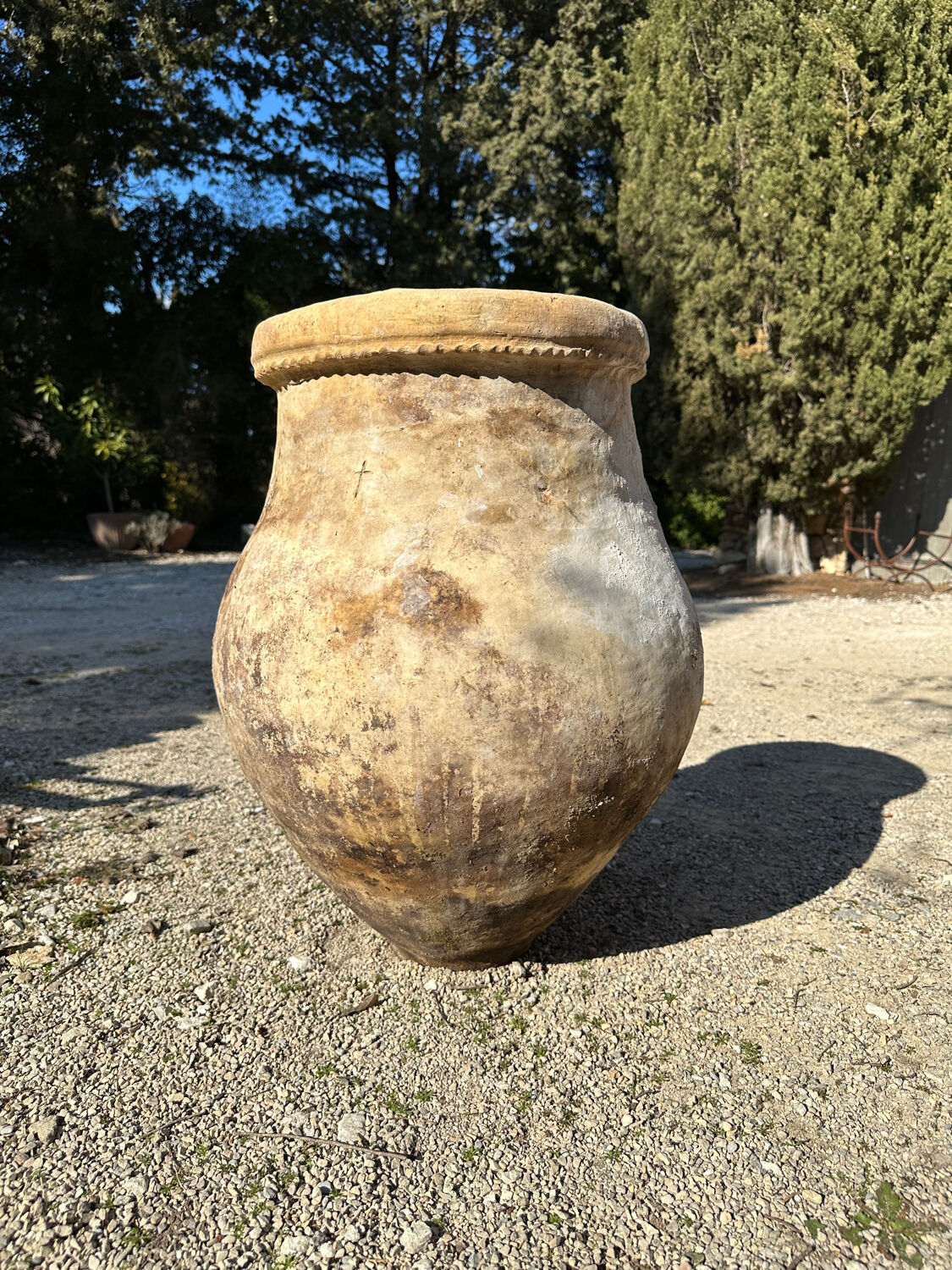 Ancient terracotta pottery jar