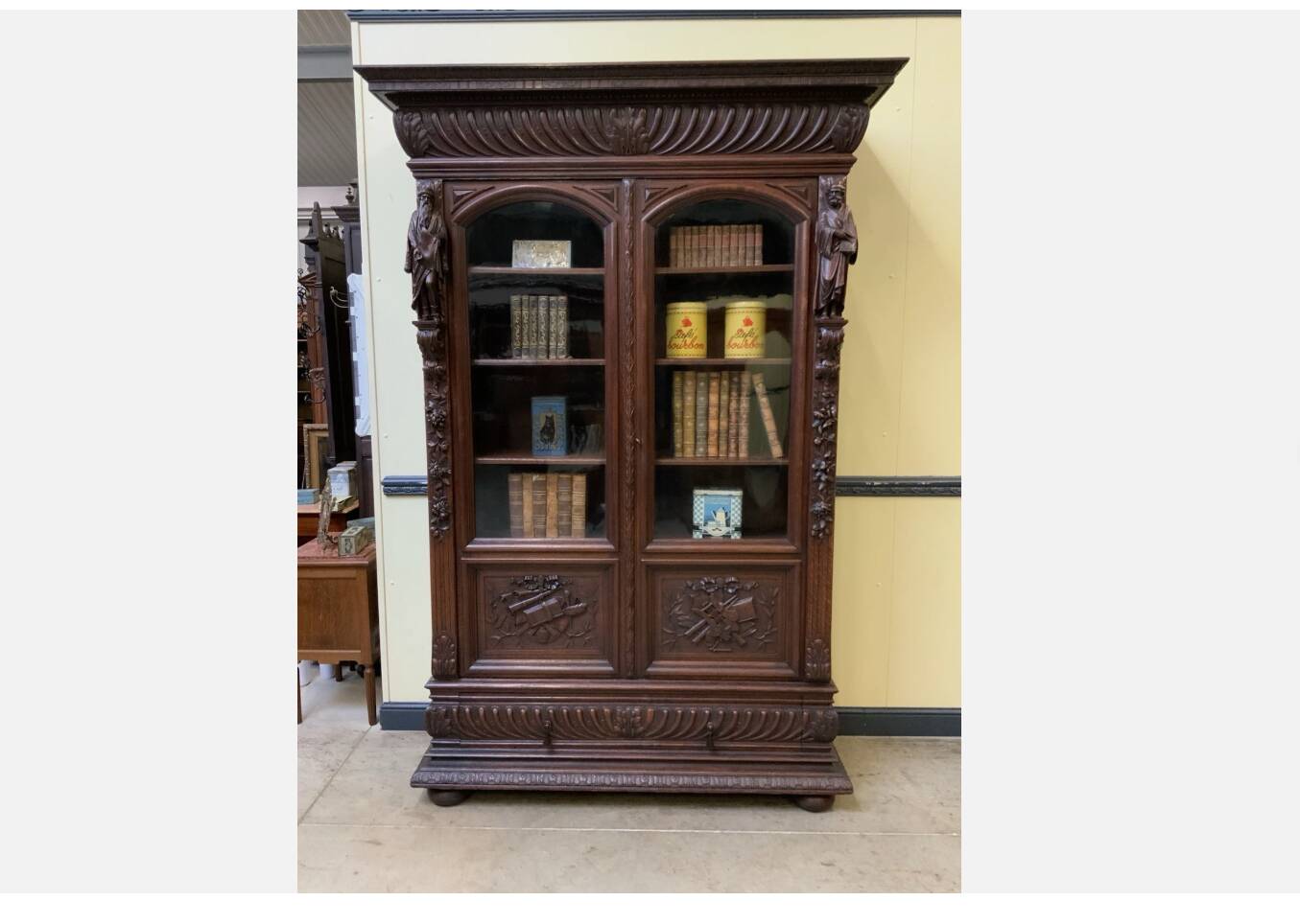 Imposing antique Neo-Renaissance bookcase