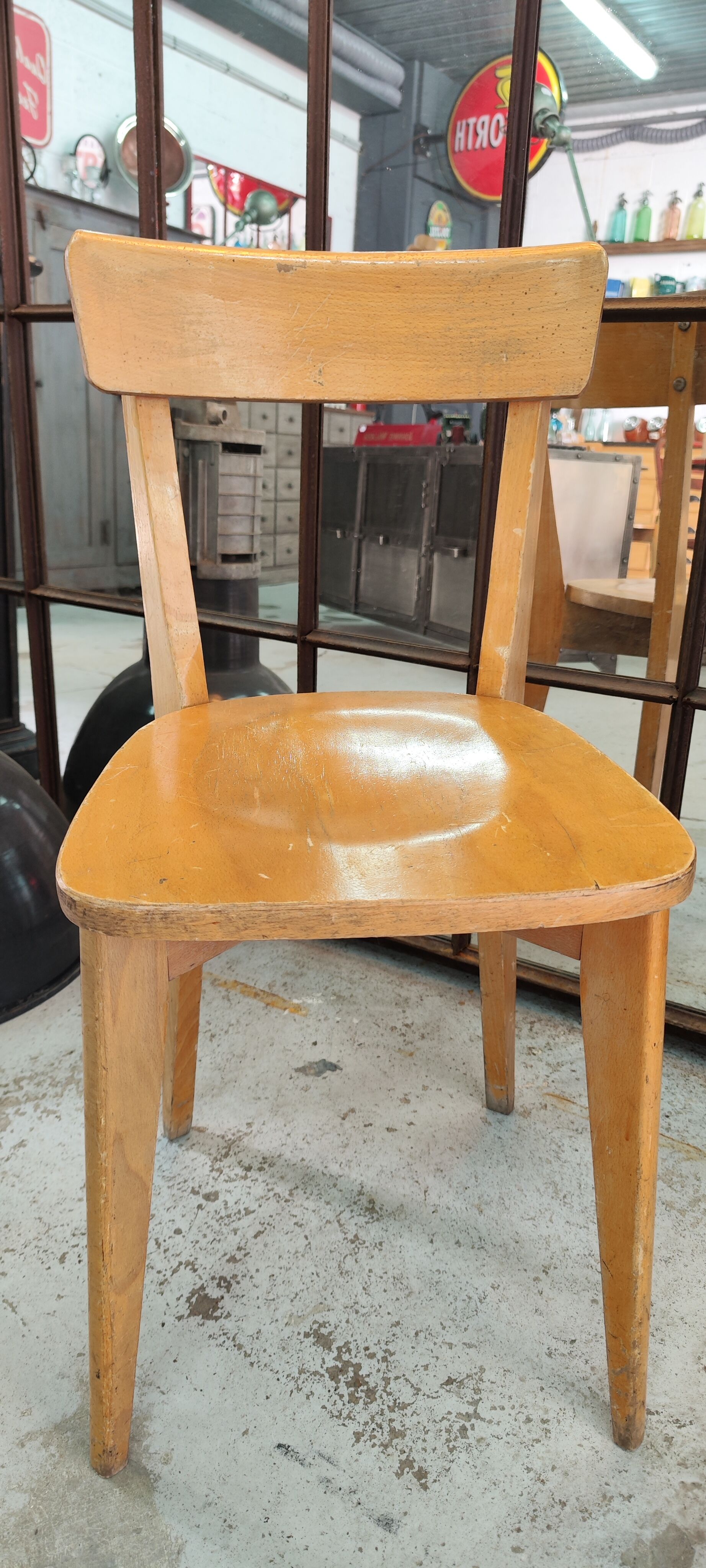Series of six wooden bistro chairs