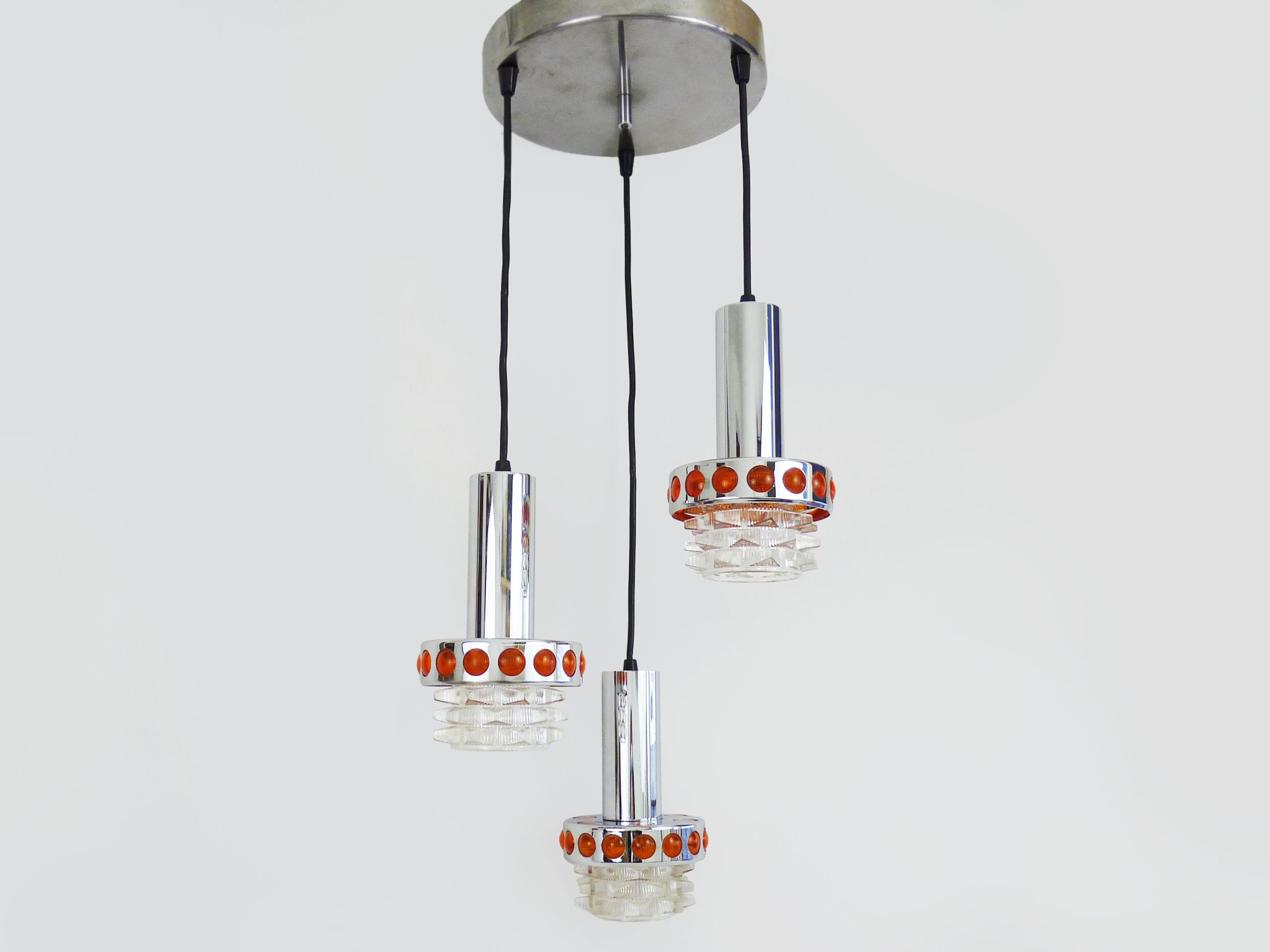 Suspension waterfall vintage Raak Amsterdam Holland chrome polished glass chiseled. Year 70