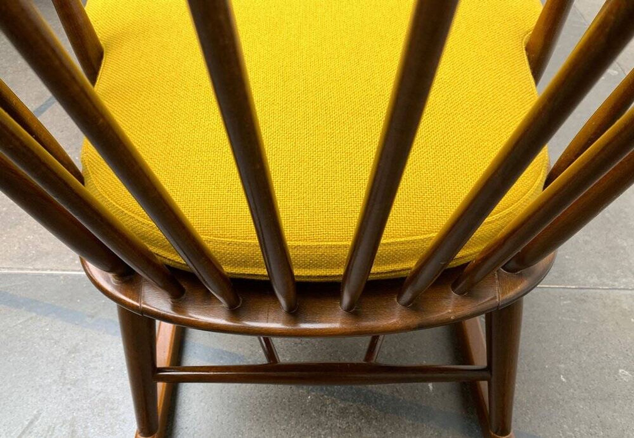 Mid-century rocking chair with new Kvadrat cushion by Børge Mogensen for FDB Møbler, 1960s.