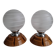Pair of Mid-Century Czech Wood and Frosted Glass Table Lamps, 1990