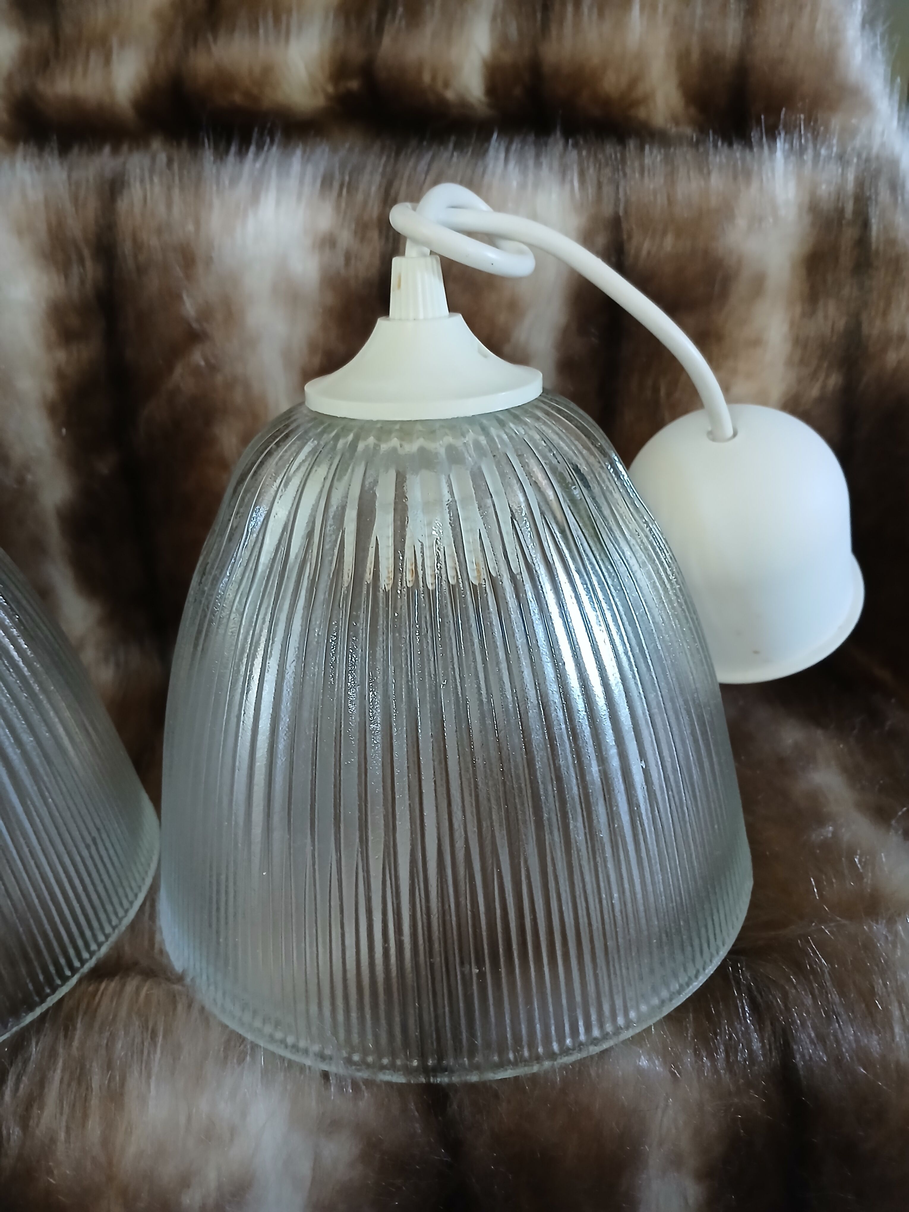 2 antique glass pendants