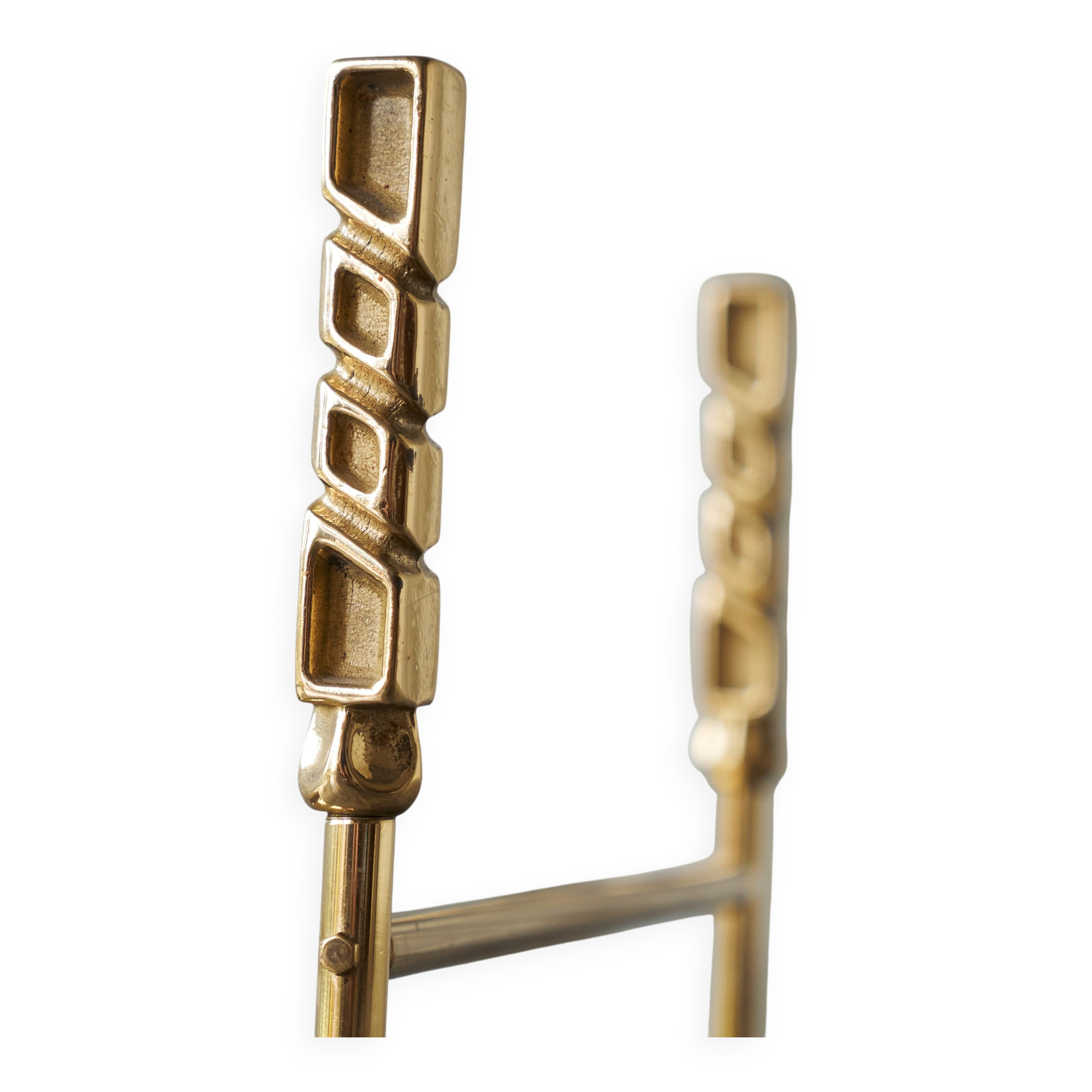 Sculptural brass magazine rack or basket from the 1970s.