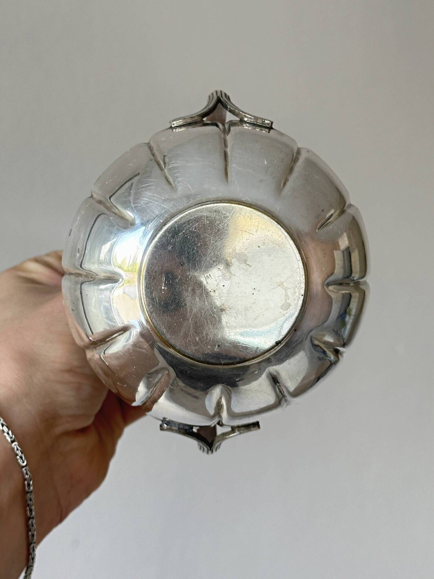 Small vintage silver-plated metal basket