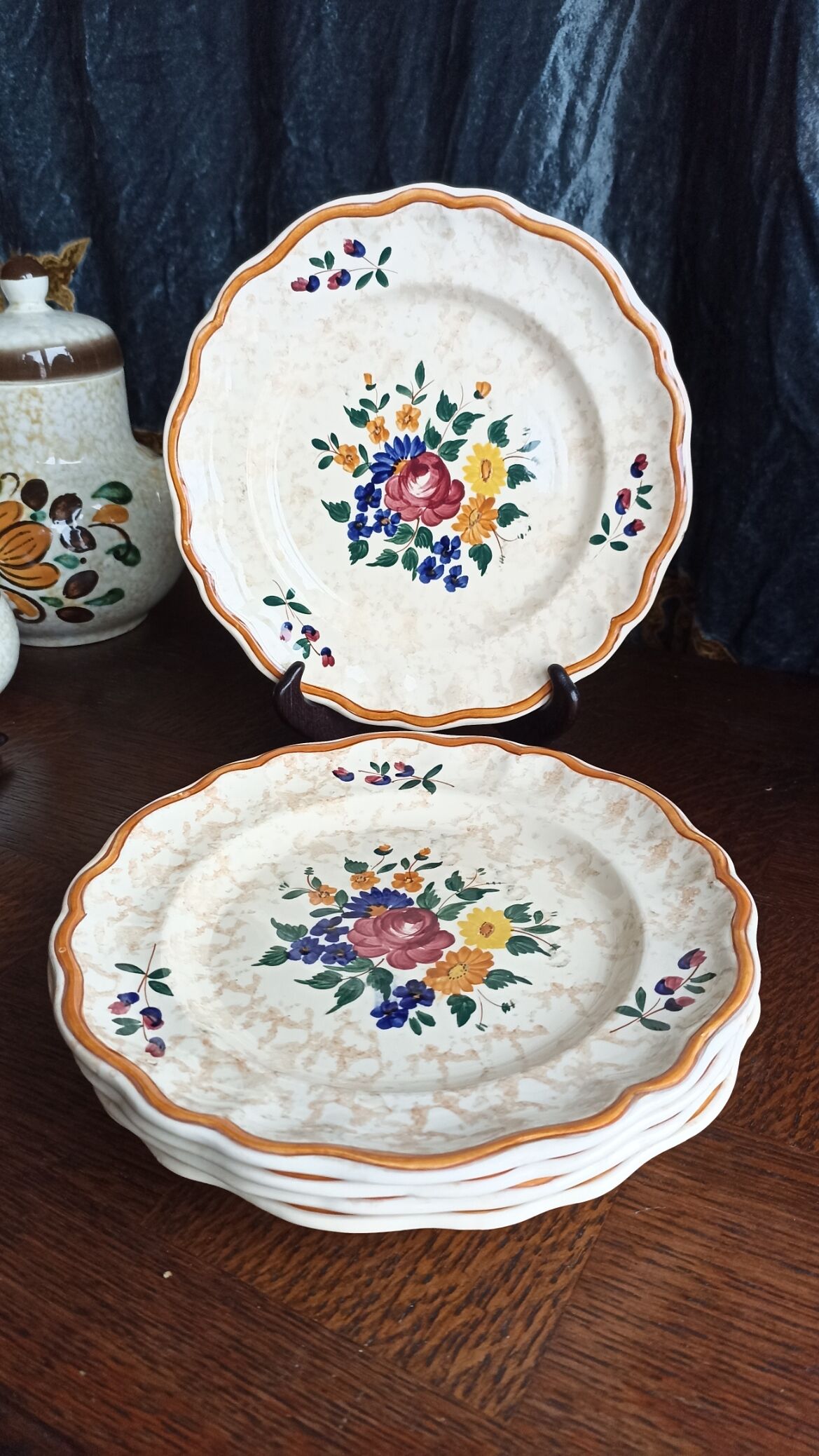 5 flat earthenware plates from Longchamp - Mistral