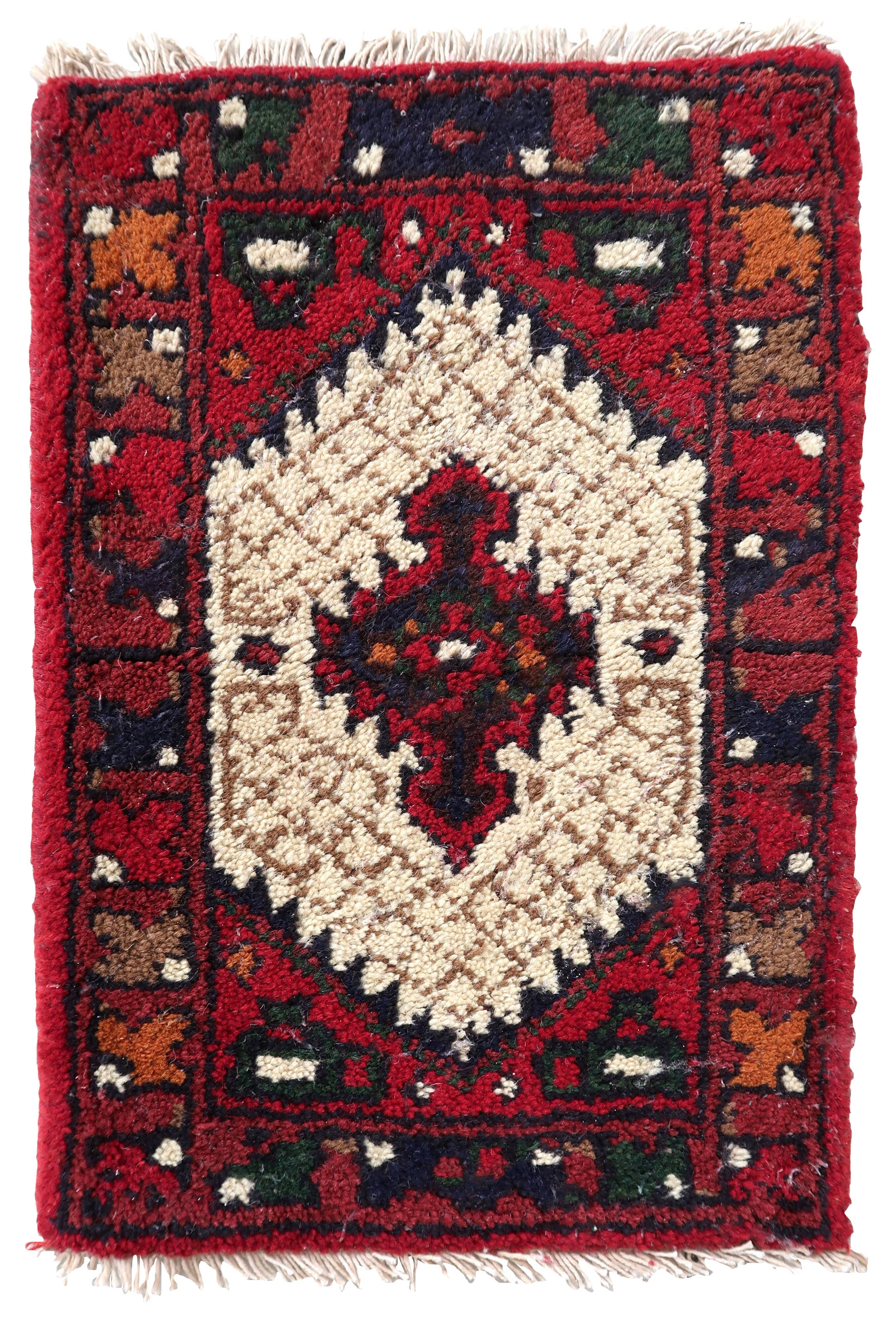 Tapis vintage fait main Hamadan – 41 cm x 59 cm - 1C961