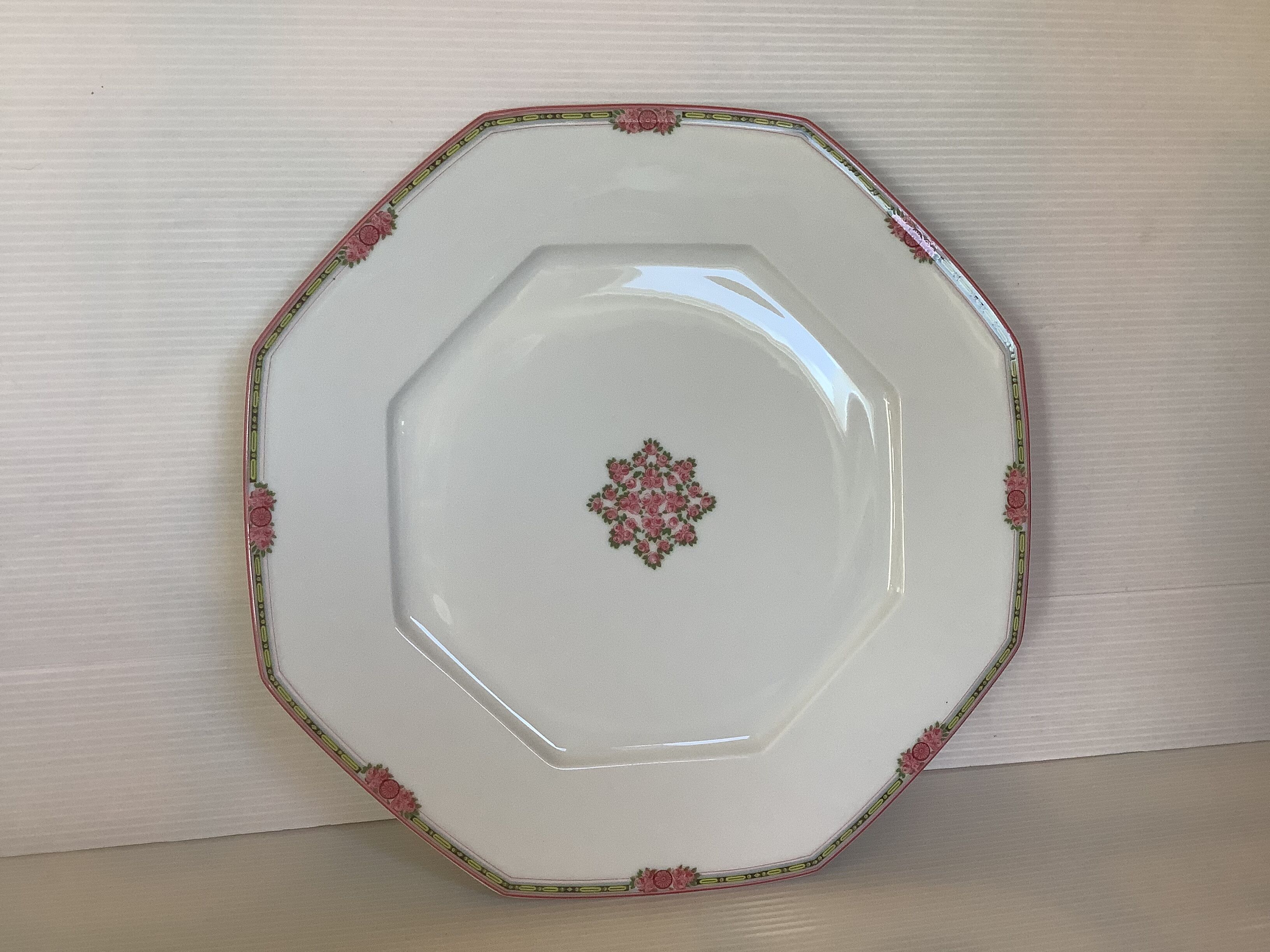 Octagonal plate thousand roses pyramid field Haviland Limoges