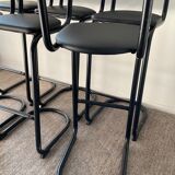 Series of 6 tubular and leatherette stools, 70s- 80s