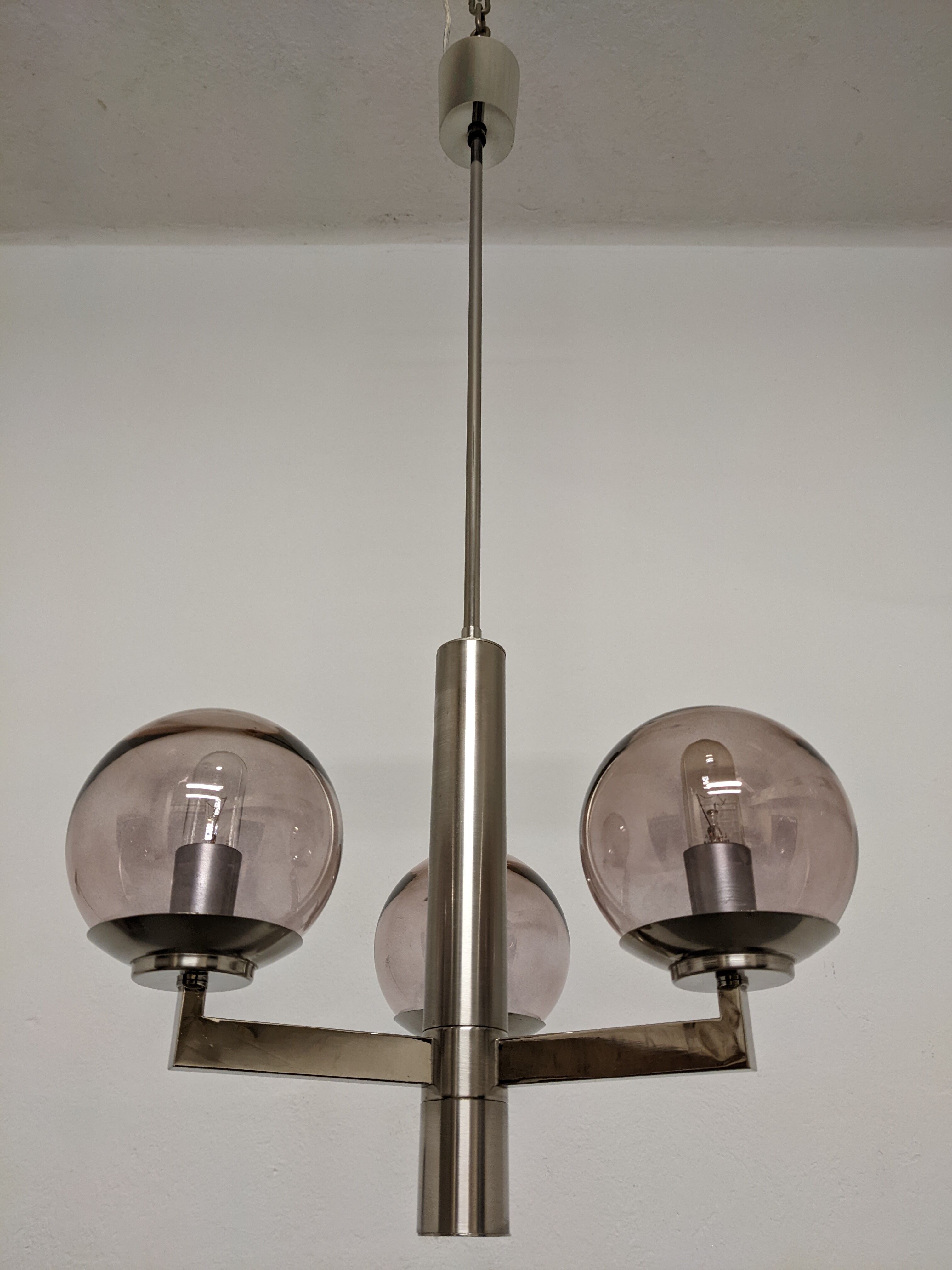 3-light space age chandelier from the 60s-70s