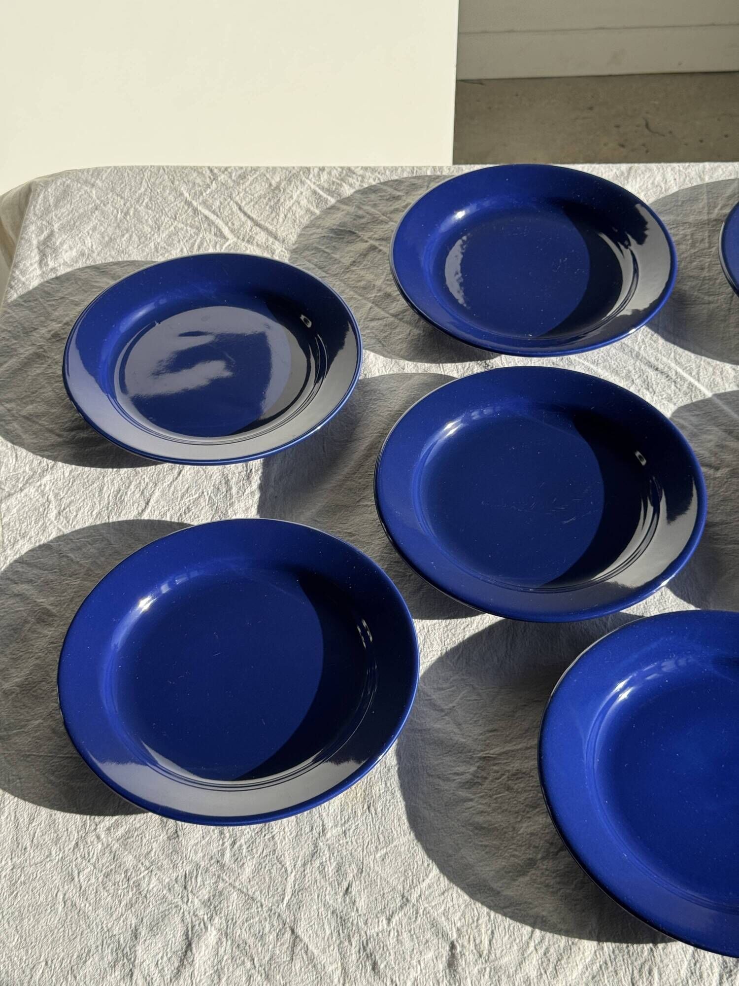 Set of 12 vintage blue ceramic plates D23