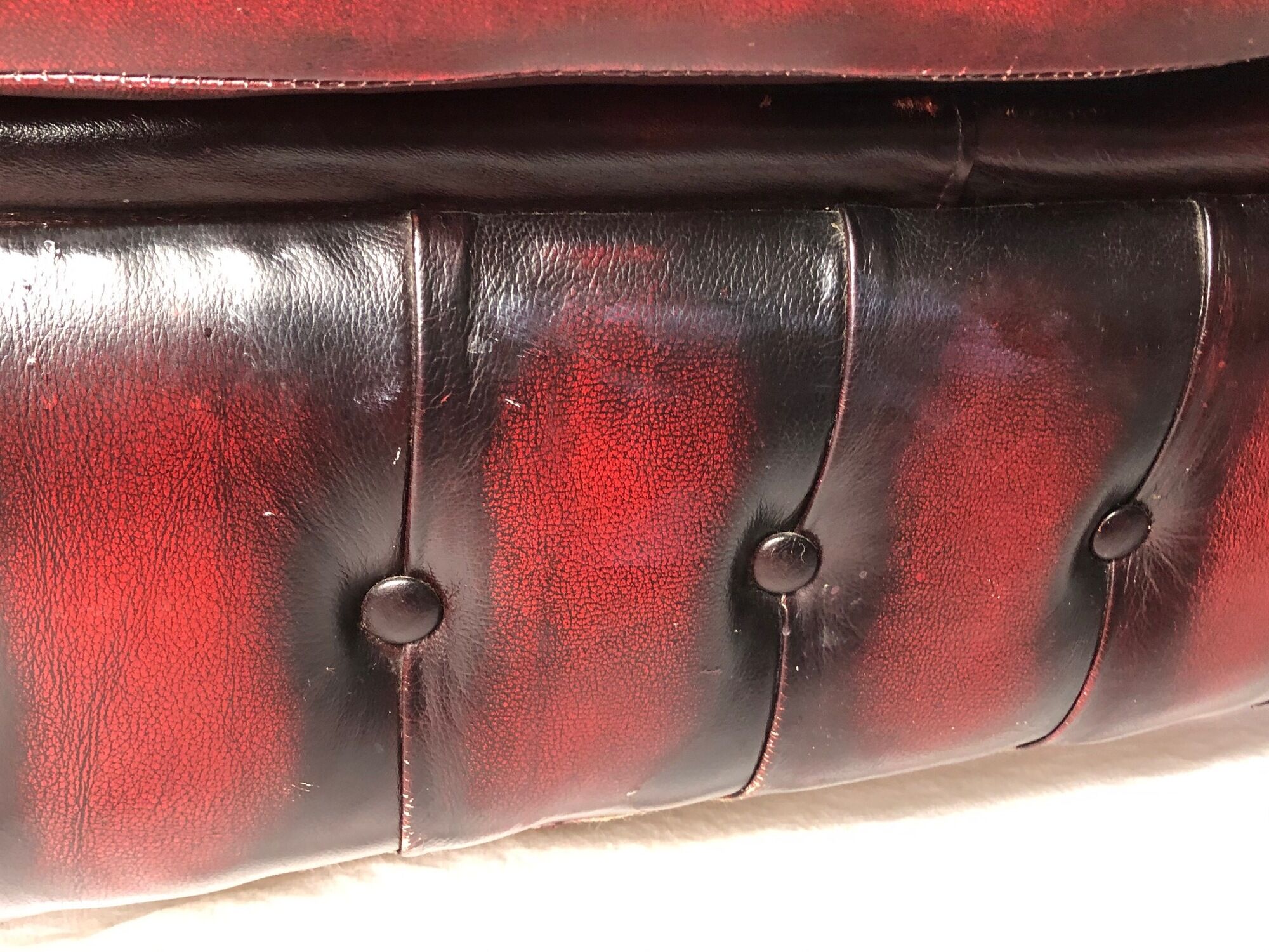 English 20th century leather Chesterfield sofa 4 seater oxblood red