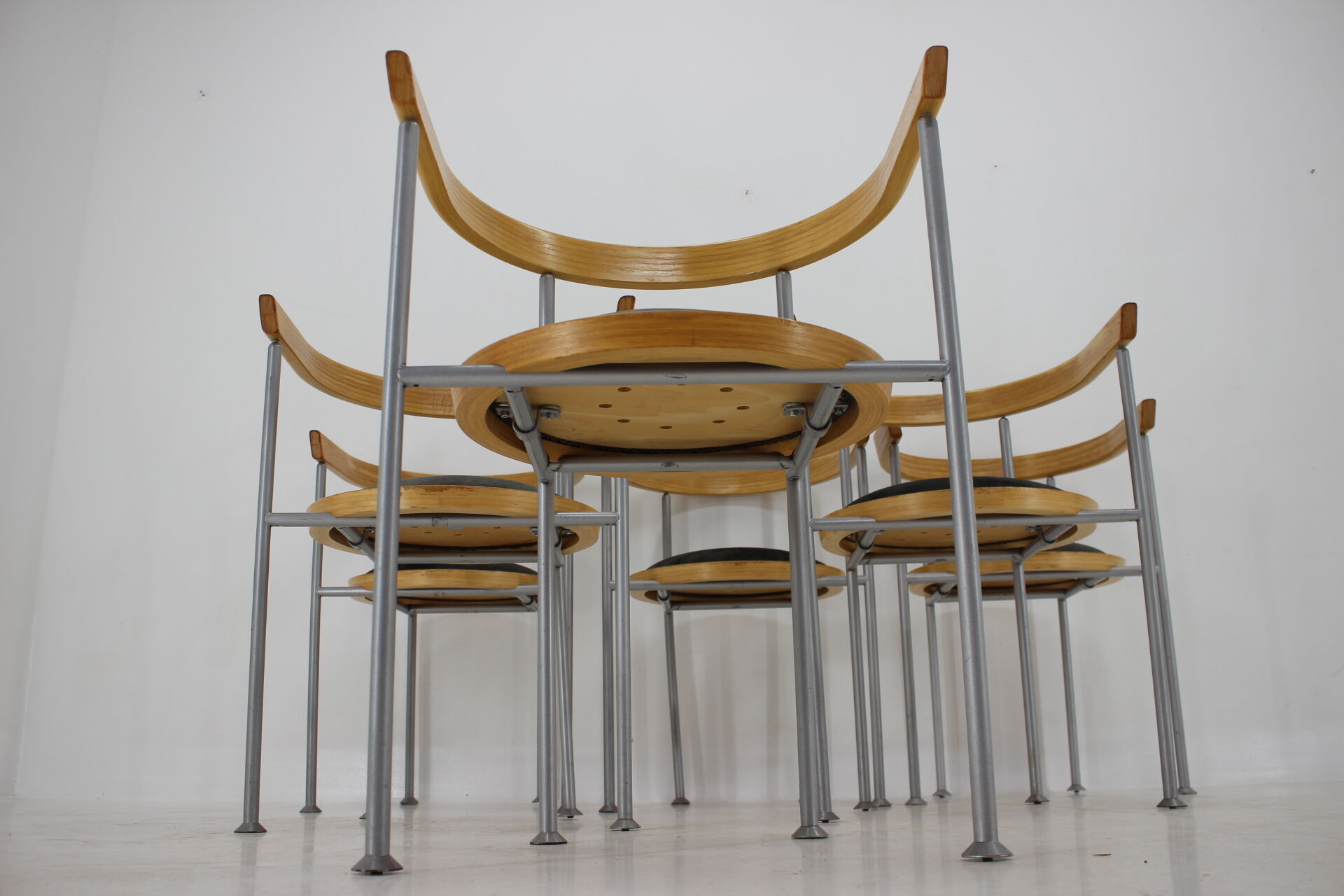 Set of 6 dining chairs by Börge Lindau for Bla Station Sweden 1990s