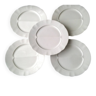 5 white porcelain asparagus plates by Pillivuyt