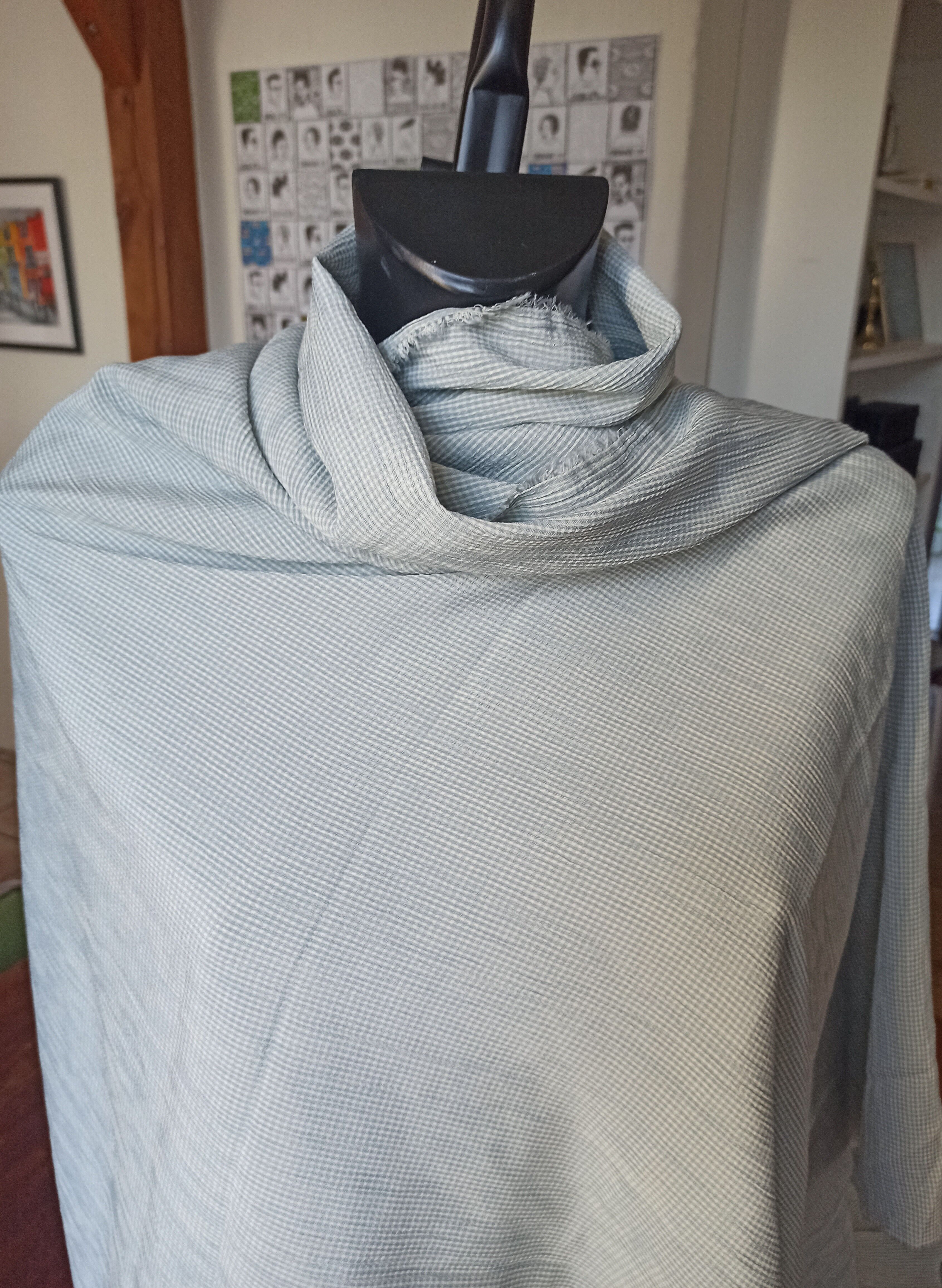 Blue vintage striped fabric