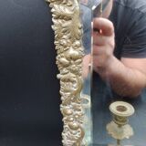 Repousse brass wall mirror with three candles, beveled glass, end of 19th century, double eagles