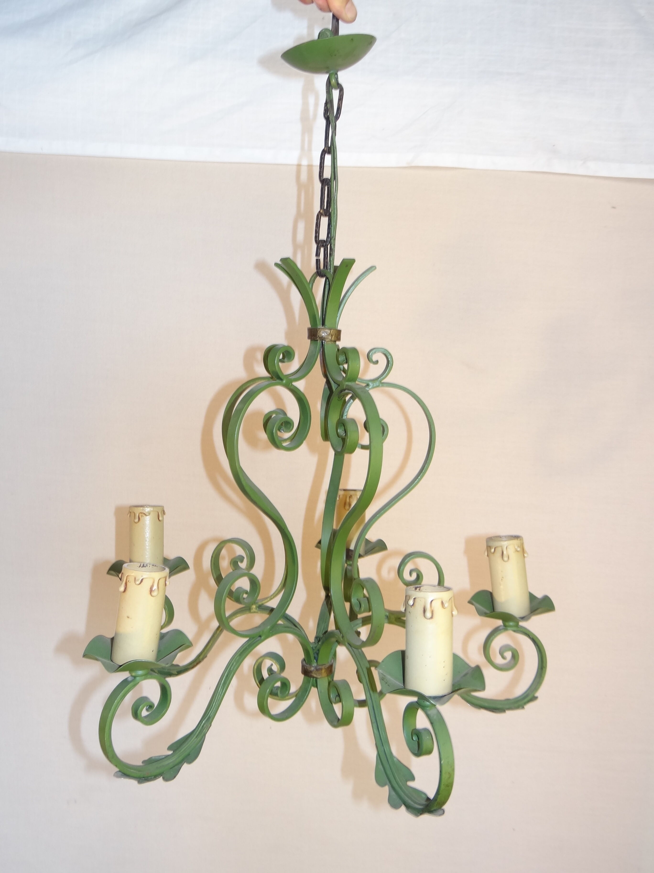 1950 painted metal chandelier